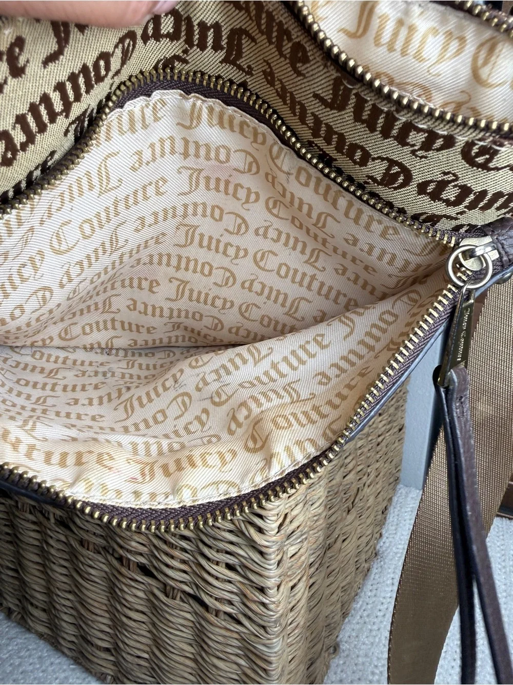 Juicy Couture Red Heart Accent Logo Tote with Matching Red Card Case